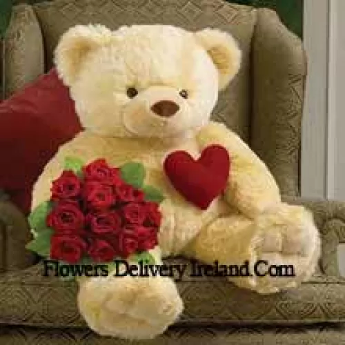 Bunch Of 11 Red Roses With A 32 Inches Tall Teddy Bear (Please Note That We Reserve The Right To Substitute The Teddy Bear With A Teddy Bear Of Equal Value And Size In Case Of Non-Availability Of The Same. Limited Stock. While Substituting The Product We Will Ensure That The Same Exclusivity Is Maintained)