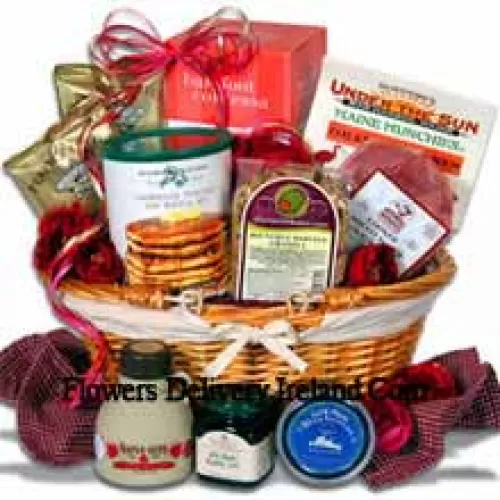 Nothing says, “I love you” like breakfast in bed and this new addition to our outstanding line of Women's Day Gift Baskets is guaranteed to impress! Get the day started on the right foot, or help savor the night before by making an easy, delicious gourmet breakfast in just a few minutes with this thoughtful and romantic Women's Day Gift. They'll wake up to the aroma of fluffy pancakes, fresh country ham, authentic maple syrup, blueberry jam and much more! (Please Note That We Reserve The Right To Substitute Any Product With A Suitable Product Of Equal Value In Case Of Non-Availability Of A Certain Product)